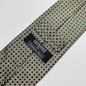 Stefano Ricci Luxury Collection Green&Tan Silk Tie w Red Dots, Gemstone 62x3.5”